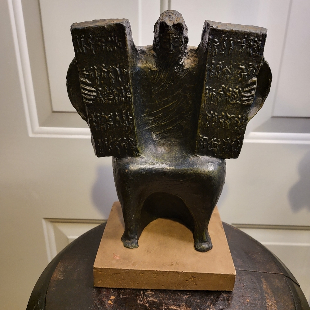 Giuseppe Macri, Moses and the Ten Commandments, Resin Sculpture on Base